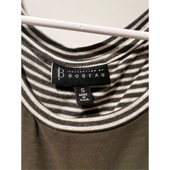 B Collection by Bobeau green overlay v back and white striped size Small - Picture 2 of 6